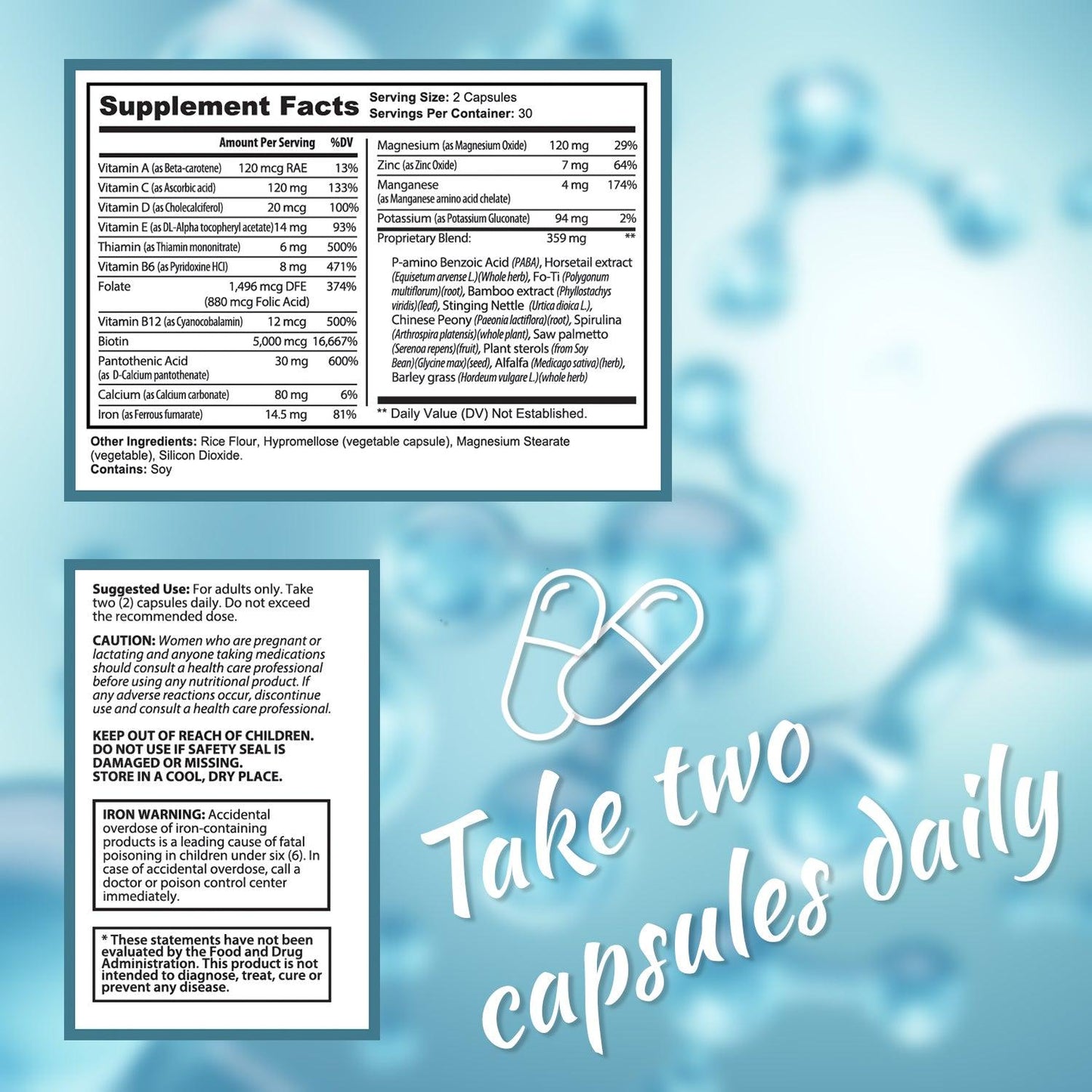 Label with supplement facts and suggested use for GILA Renew