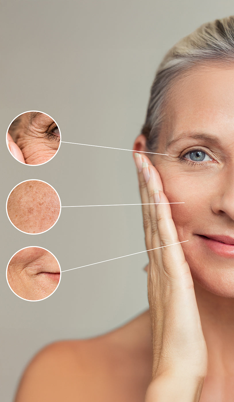 An image of a beautiful, mature woman's face, highlighting the changes that come with age 