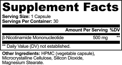 Supplement facts label with serving size, servings per container, and ingredient list.