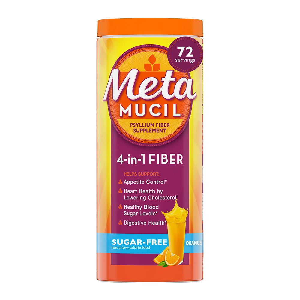 Metmucil Psyllium Fiber Supplement on a white background
