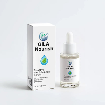 GILA Nourish Bioactive Prebiotics Jelly Serum bottle and packaging on a white background