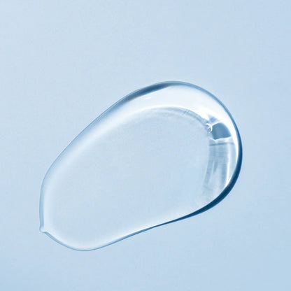 Clear gel-like substance on a light blue background