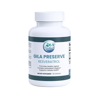 Gila Preserve Resveratrol dietary supplement bottle on a white background