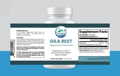 GILA Rest Magnesium Glycinate: Relaxation Sleep & Muscle Support - Vitamins & Minerals