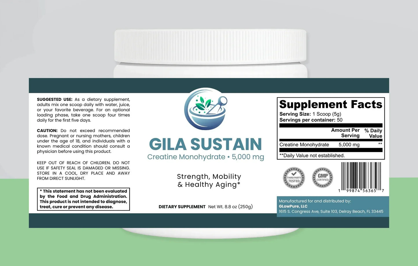 GILA Sustain Creatine: Energy Muscle Support & Healthy Aging - powder