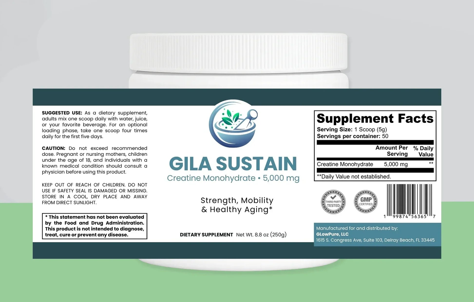 GILA Sustain Creatine: Energy Muscle Support & Healthy Aging - powder