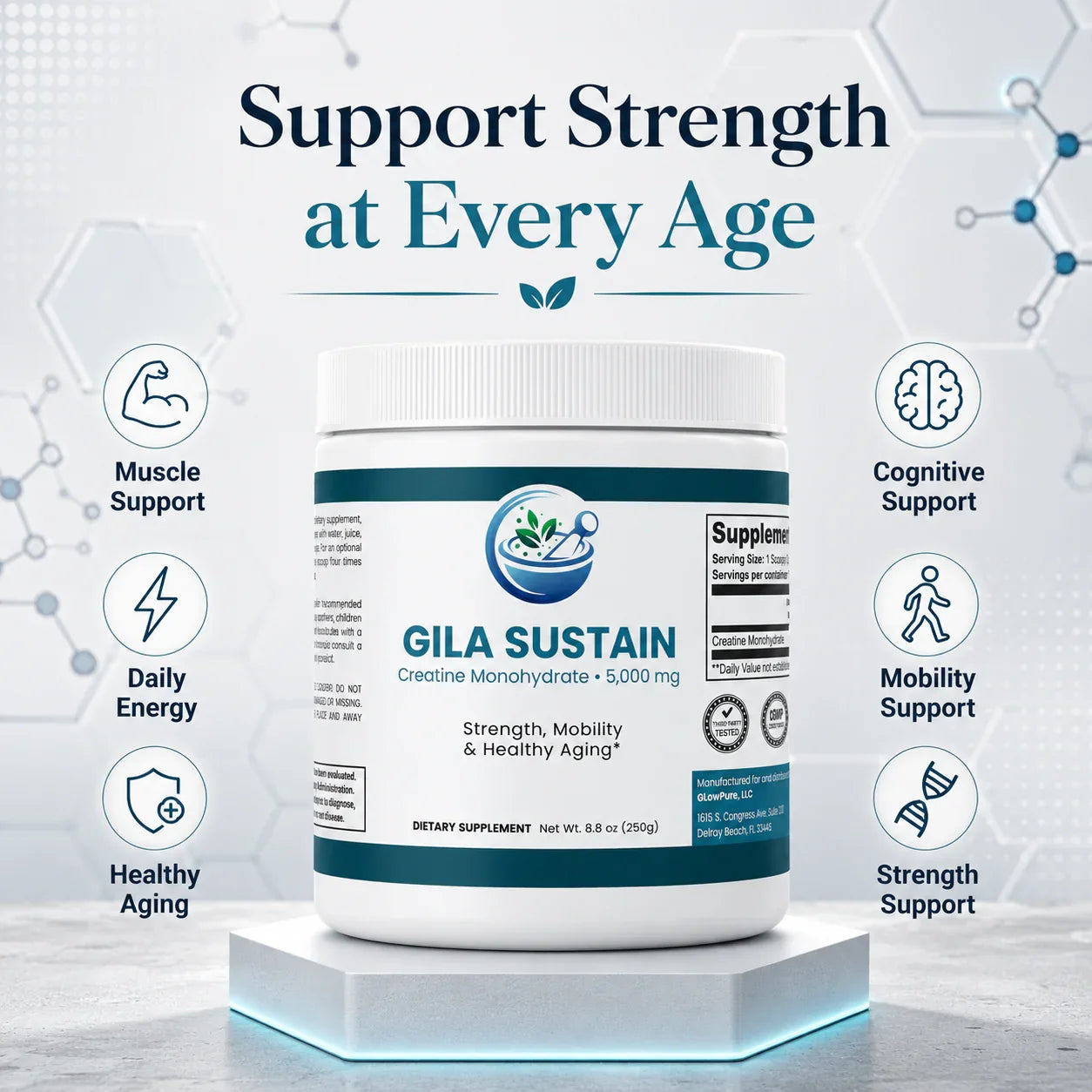 GILA Sustain Creatine: Energy Muscle Support & Healthy Aging - powder