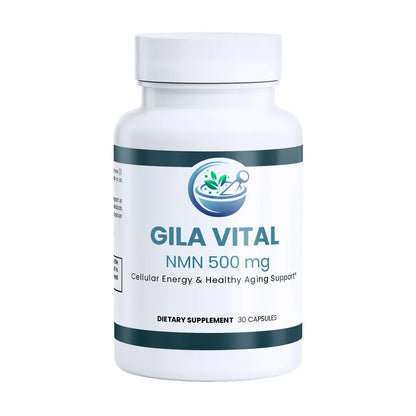 Supplement bottle labeled 'Gila Vital' on a white background