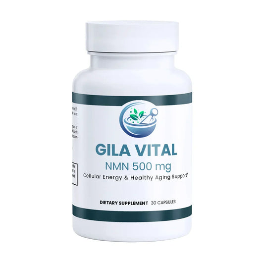Supplement bottle labeled 'Gila Vital' on a white background